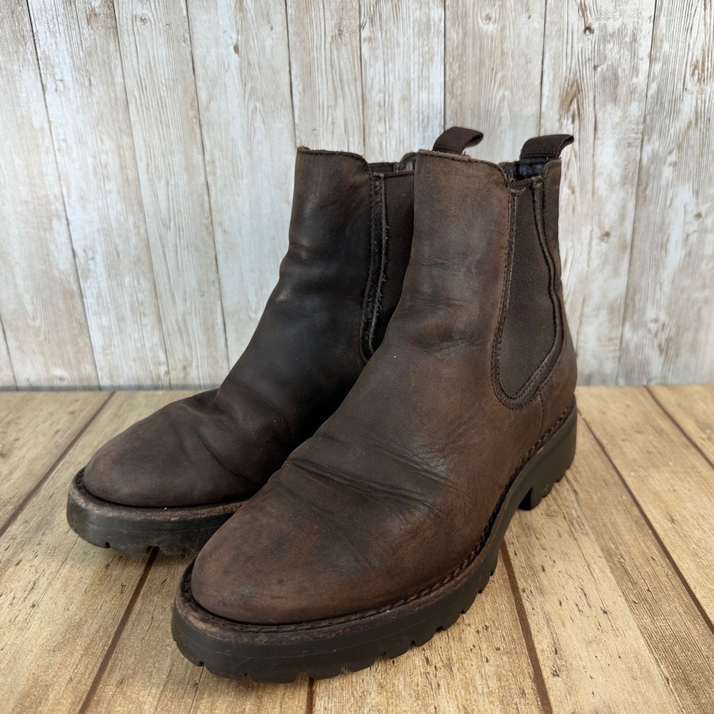 Thursday Everyday‎ Leather Brown Ankle Boots Chelsea Lug Chunky Sole Size 5 US